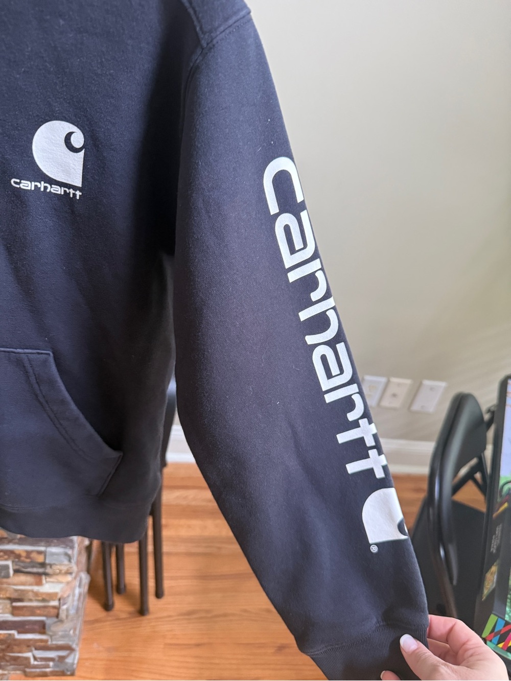 Carhartt soft black Pullover Hoodie with Logo.  Youth Medium (10/12) - Picture 2 of 4